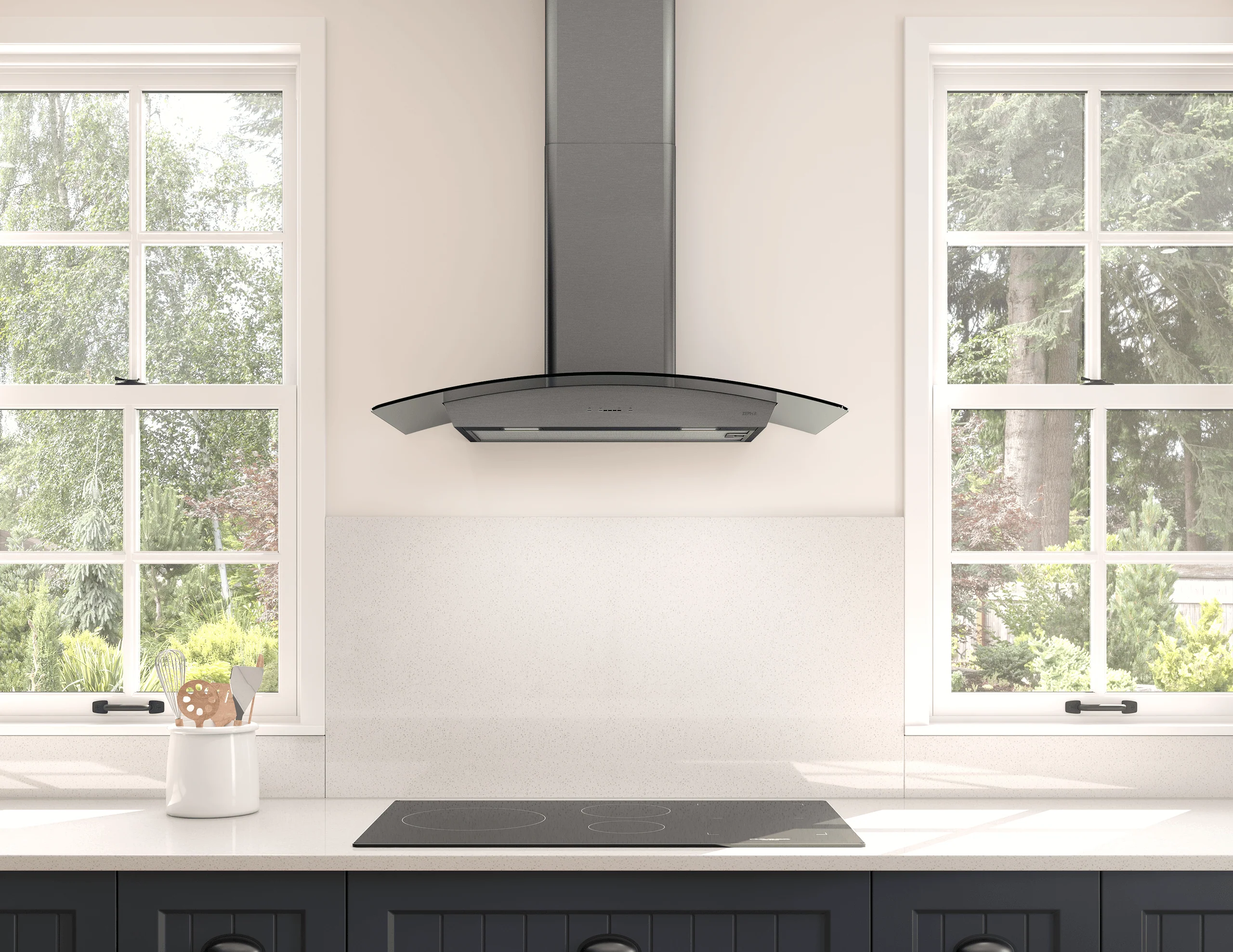 Zephyr ZRVM90CBSGG Ravenna Wall, 90cm, Black SS+Gray Glass, LED - Image 4