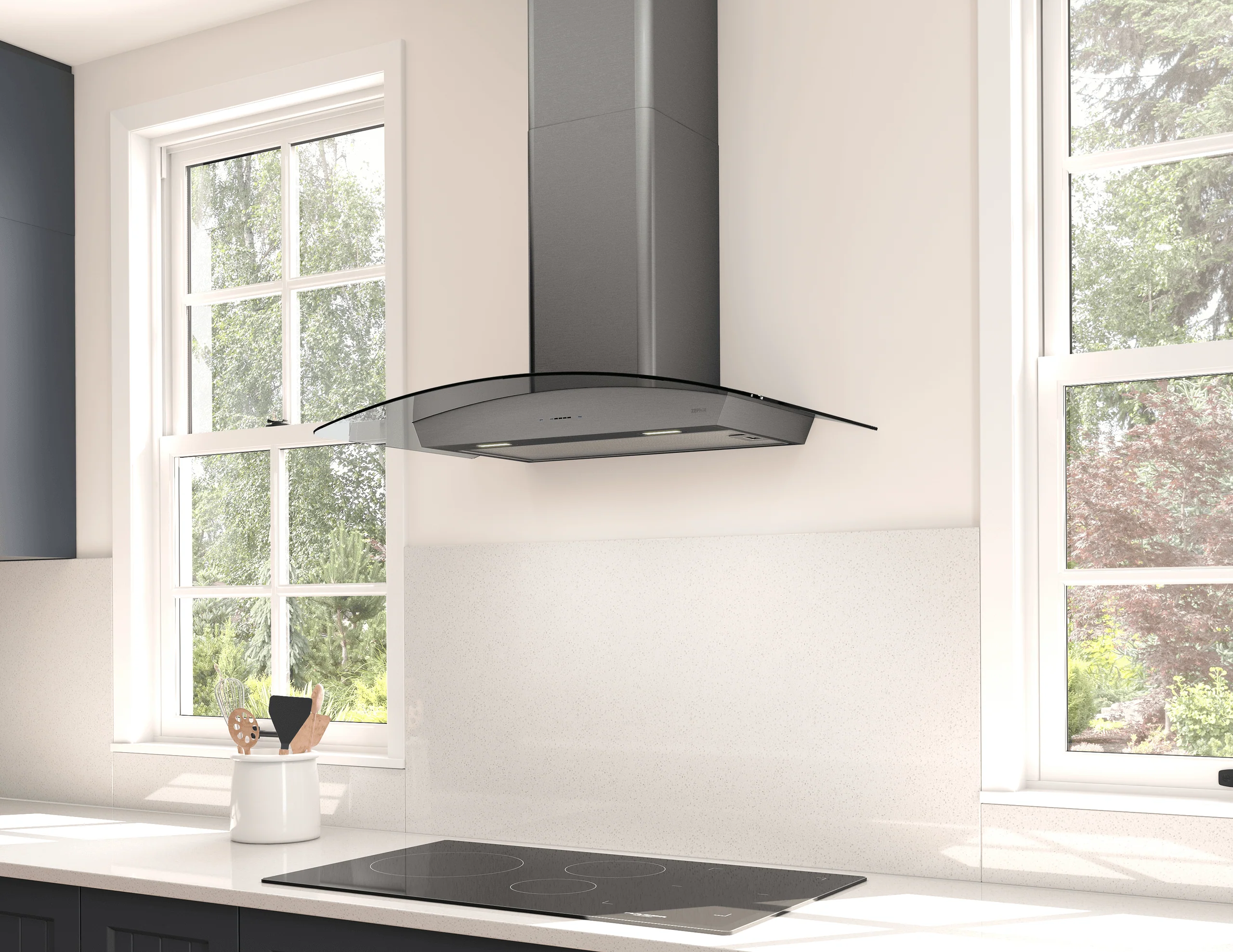 Zephyr ZRVM90CBSGG Ravenna Wall, 90cm, Black SS+Gray Glass, LED - Image 7