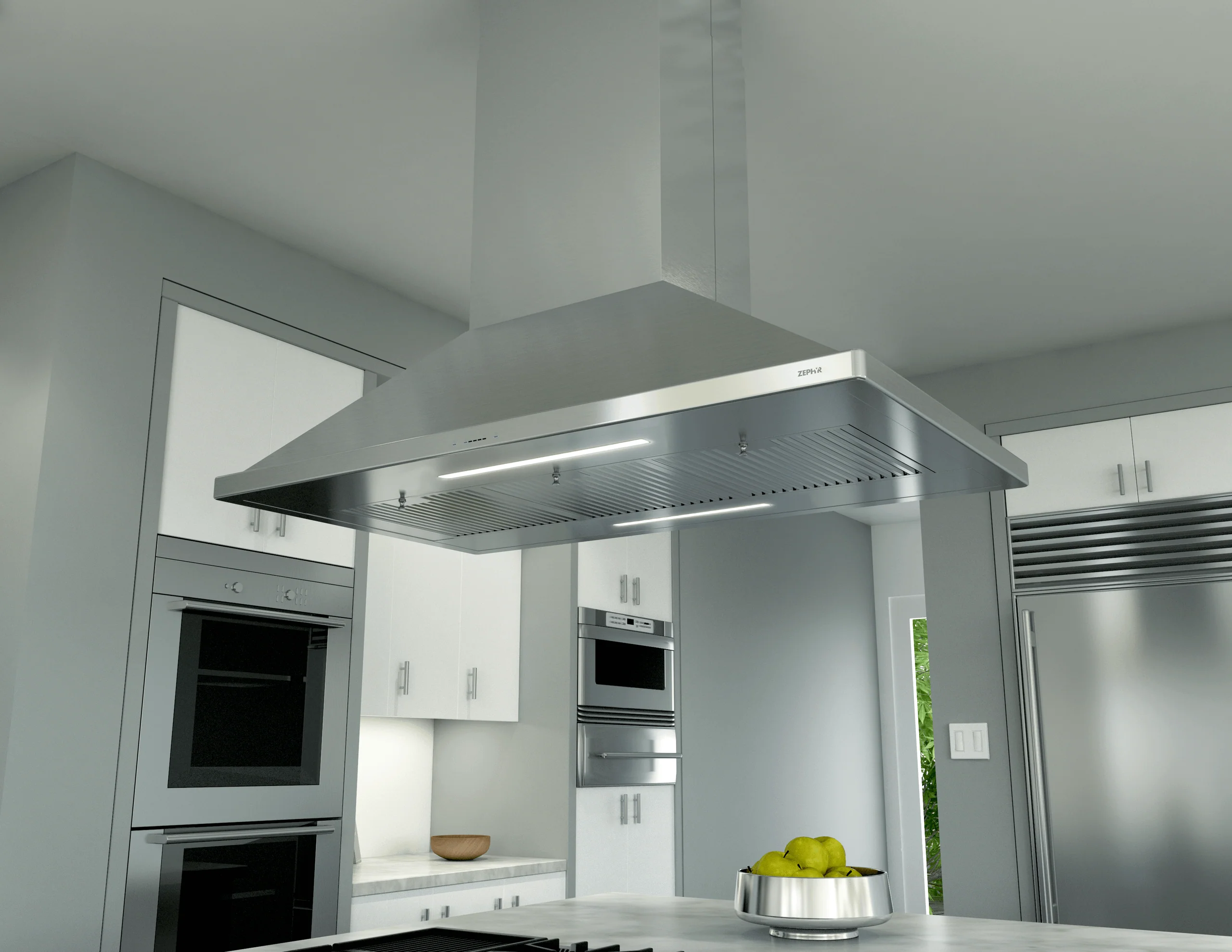 Zephyr ZSLE42BS Siena Pro Island, 42", SS, 1200 CFM, Hybrid Baffles, LED - Image 7