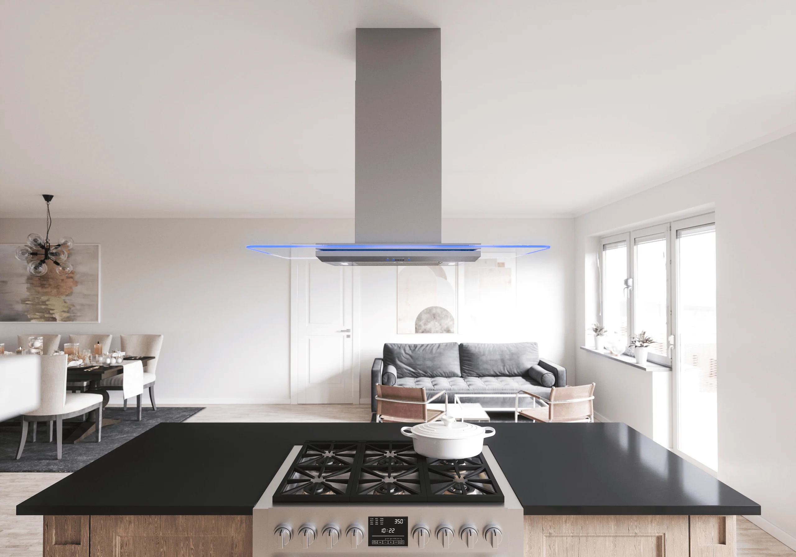Zephyr ZVNE42BG Verona, Island, 42in, SS+Glass, LED, ACT - Image 9