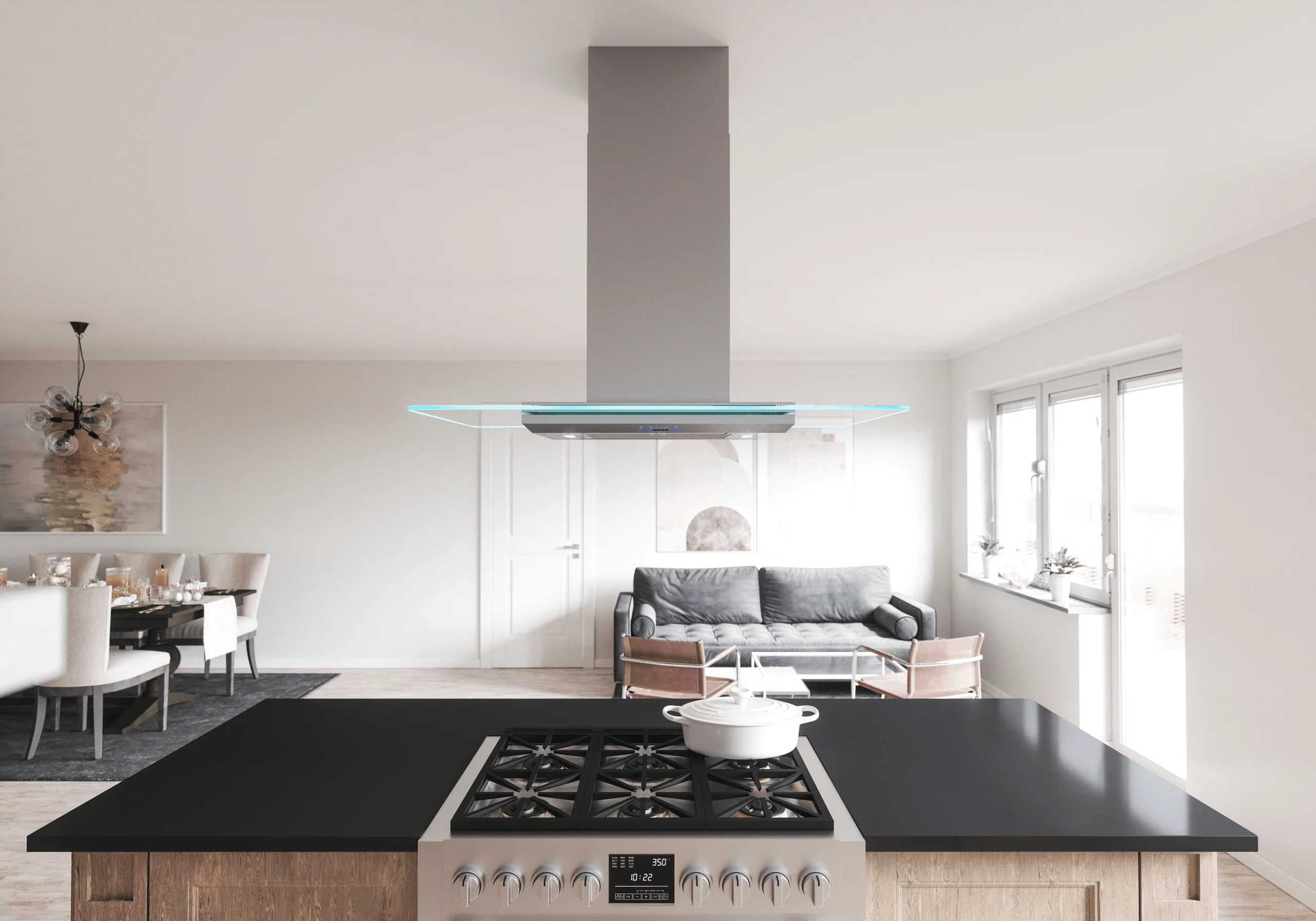 Zephyr ZVNM90BG Verona, Island, 90cm, SS+Glass, LED, ACT - Image 10