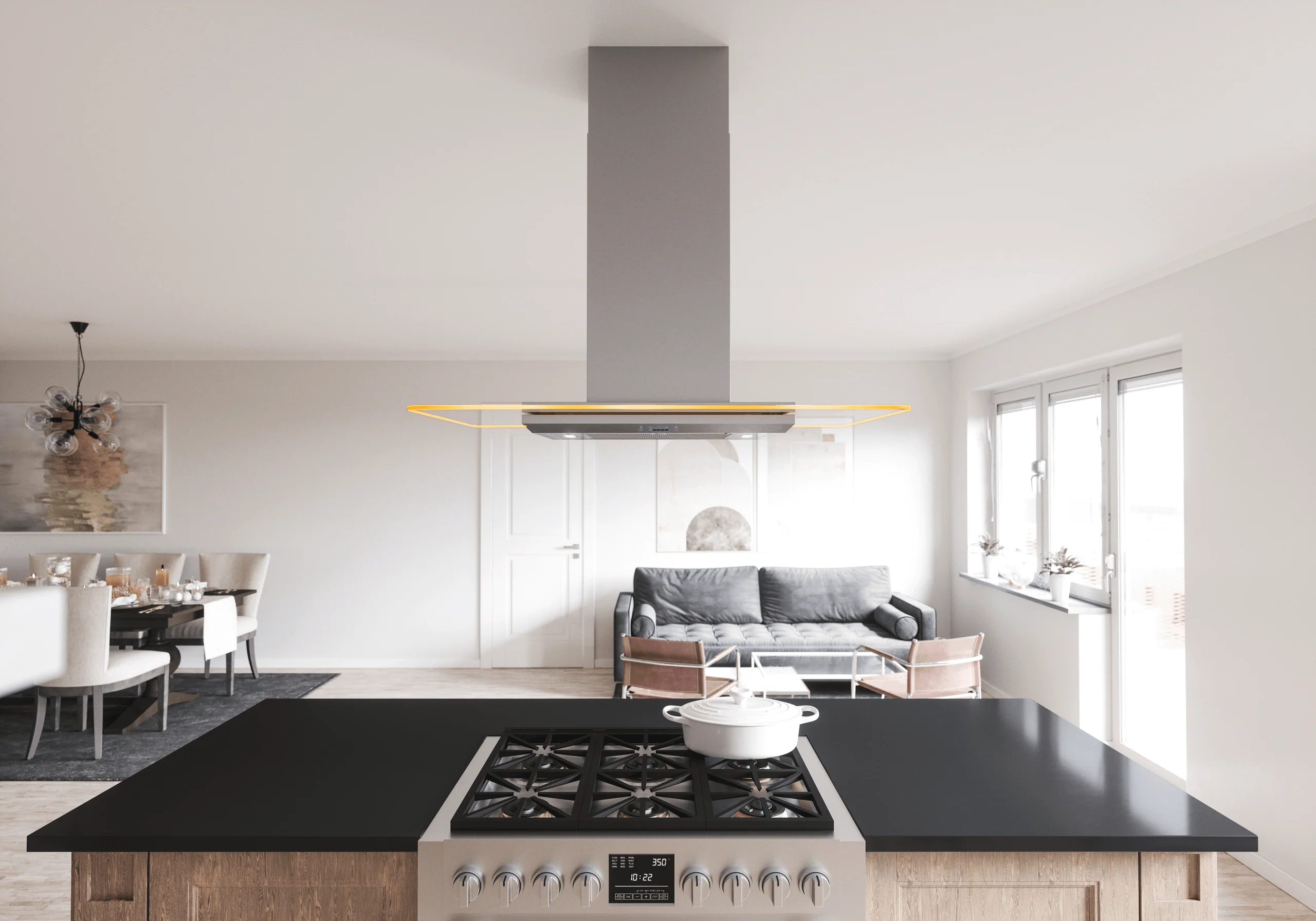 Zephyr ZVNM90BG Verona, Island, 90cm, SS+Glass, LED, ACT - Image 8